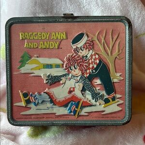 1973 Aladdin Vintage Raggedy Ann and Andy Metal Lunchbox & Thermos Set